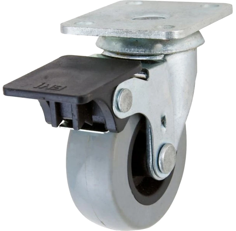 2 In. Thermoplastic Swivel Caster With Brake, 88 Lb Load Capacity, 1 Pk