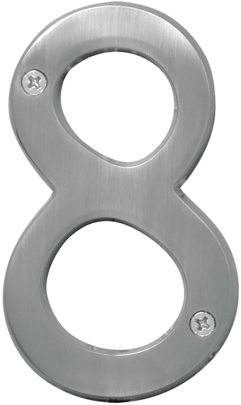 4 In. Satin Nickel House Number Eight - Weather Resistant Brass