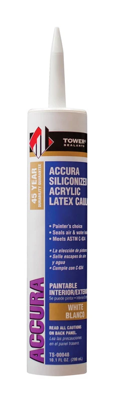 Tower Sealants Accura White Siliconized Acrylic Latex Caulk 10.1 oz.