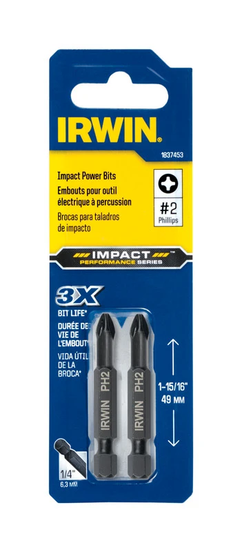 Impact Performance Series Phillips #2 X 2 In. L Power Bit Steel 2 Pc