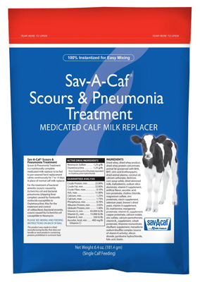 Medicated Calf Milk Replacer, Scours & Pneumonia Treatment, 6.4 Lbs.