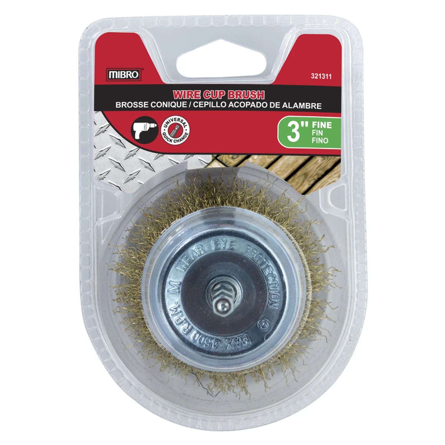 3-Inch Brass Coated Fine Wire Cup Brush - High-Speed Tool for Surface Preparation