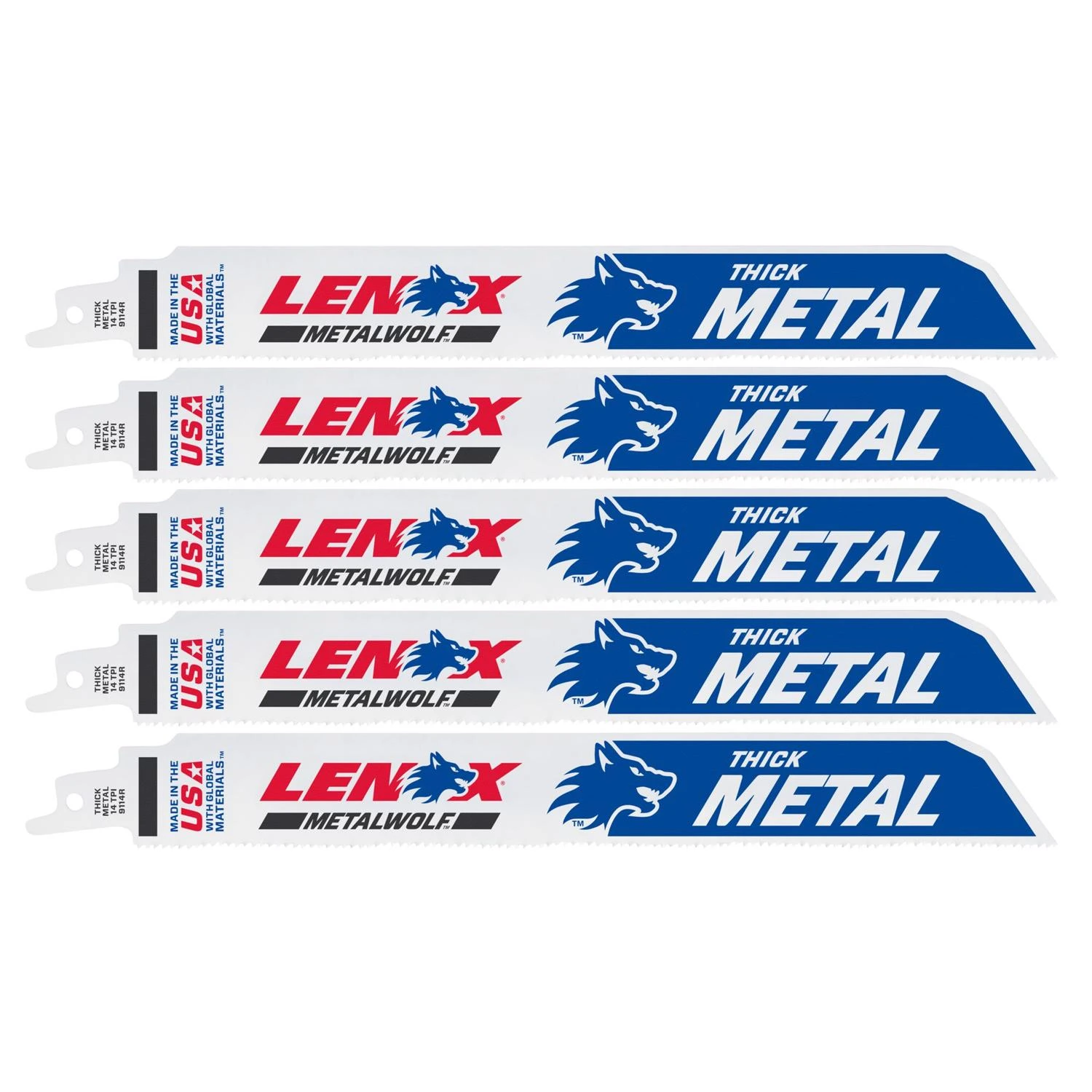 Lazer Bi-Metal Reciprocating Saw Blade, 14 TPI, 9 In., 5-Pk.