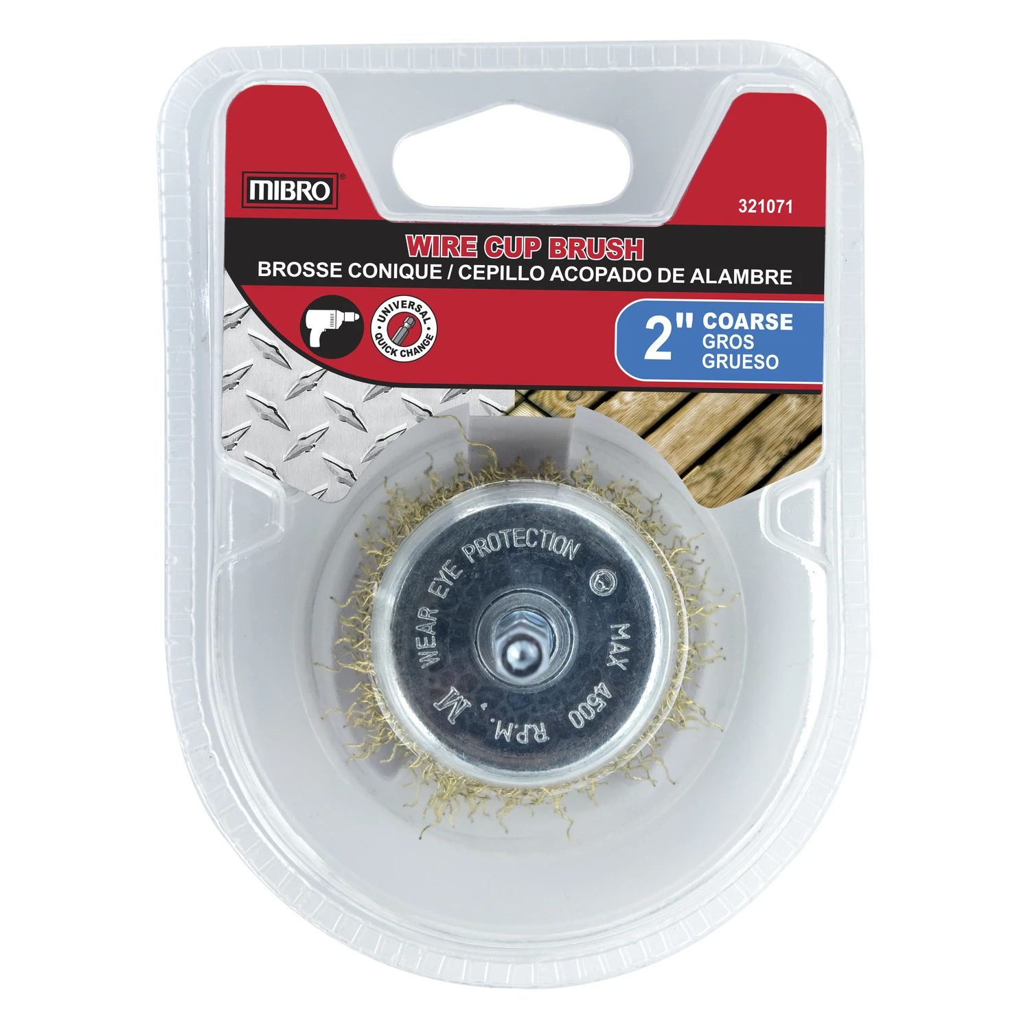 Heavy-Duty 2" Brass-Coated Wire Cup Brush - 4500 RPM