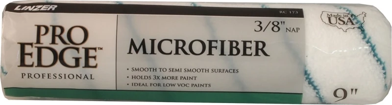 Linzer Pro Edge Microfiber 3/8 in. x 9 in. W Regular Paint Roller Cover For Smooth to Semi-Smo
