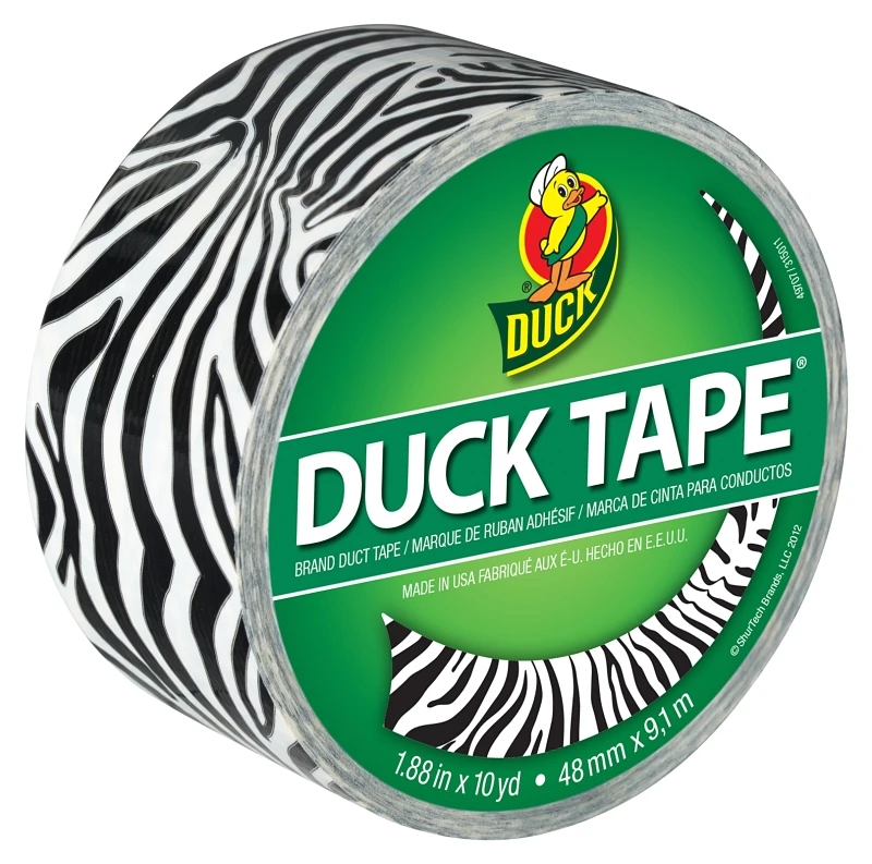 1.88 In. W X 10 Yd L Black/white Zig-zag Zebra Duct Tape