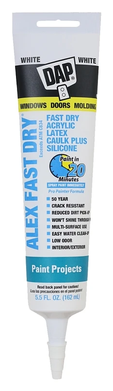 5.5 Oz. White Siliconized Acrylic Latex Caulk For Interior/exterior Use