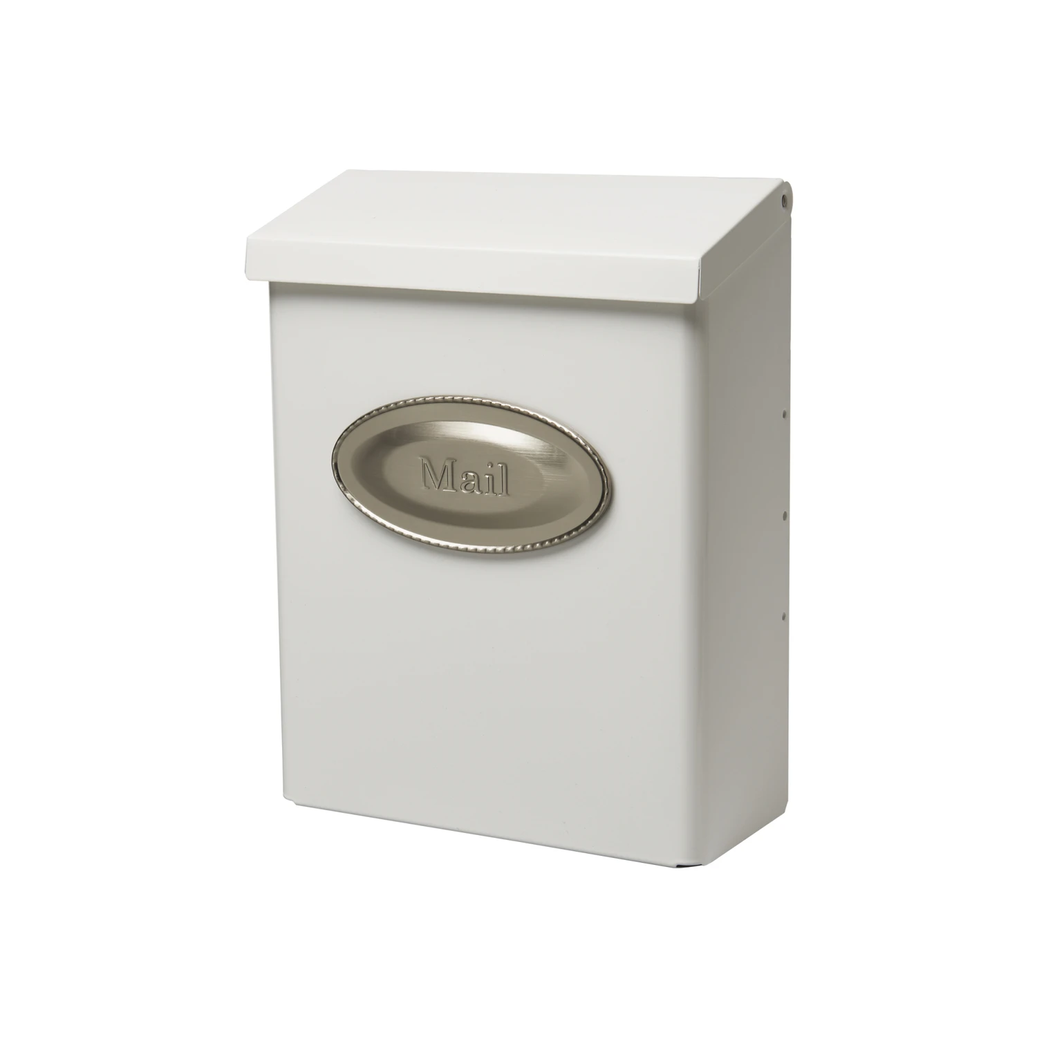 White Designer Vertical Wall Mount Mailbox With Concealed Lock And Oval Accent