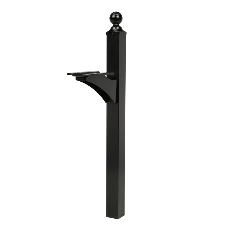 Landover 56.4 In. Powder Coated Black Aluminum/steel Mailbox Post