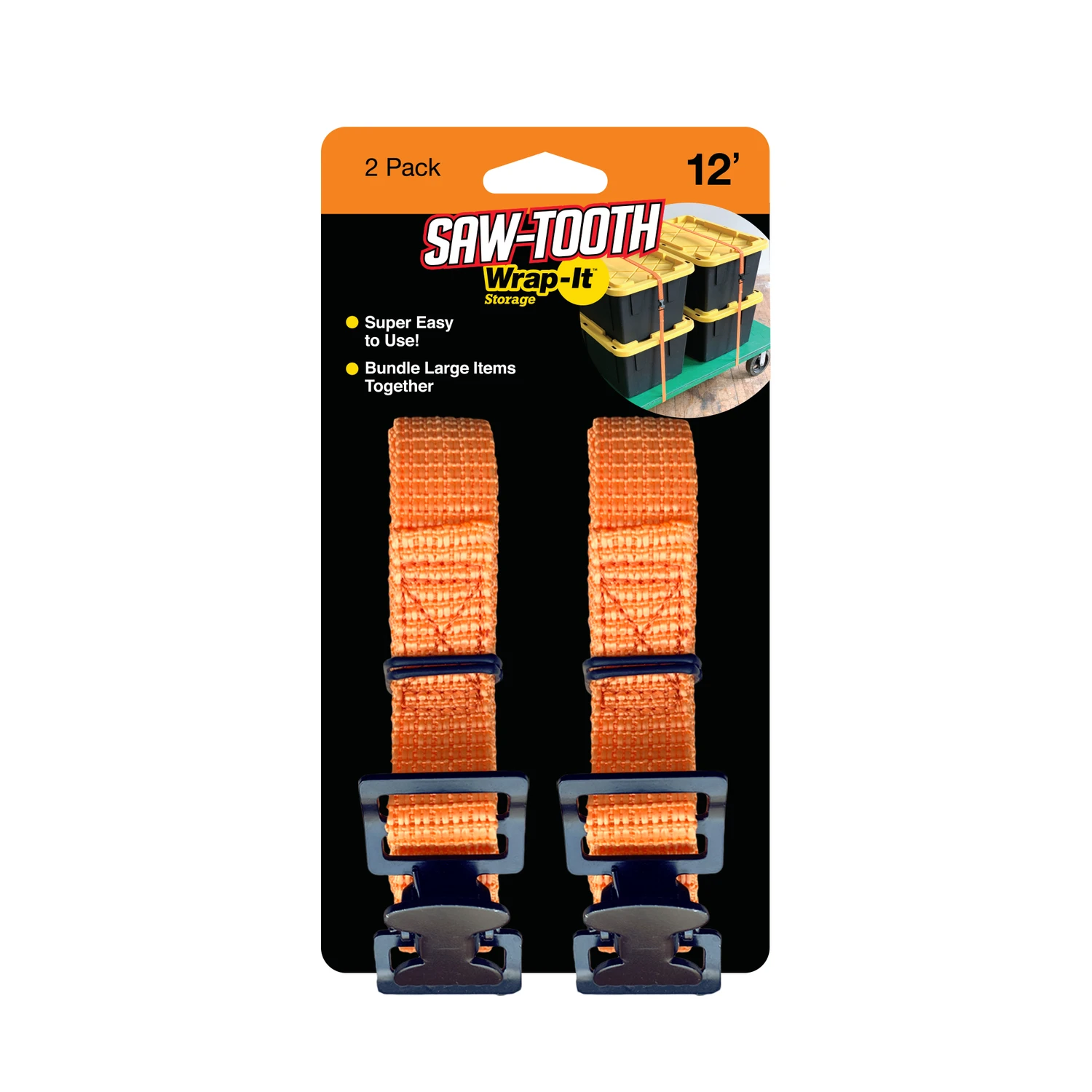 Saw-Tooth Bundle Straps, Orange, 12 Ft., 2-Pk.