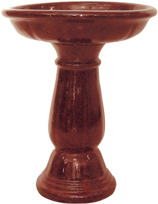 16.5 X 21-inch Tropical Red Glazed Stoneware Fluted Bird Bath Model 17122