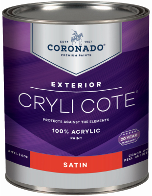 Cryli-cote White Satin Paint Quart 410.1.4 For Interior And Exterior Use