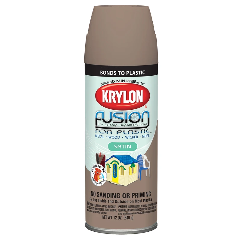 Satin Fusion Spray Paint For Plastic, River Rock Color, 12 Oz. Can