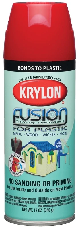 Fusion Spray Paint For Plastic, Gloss Red Pepper, 12 Oz Can