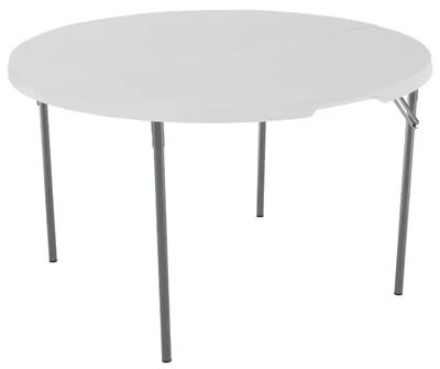 Lifetime Products 80064 White 48 in. Round Granite Fold In Half Table