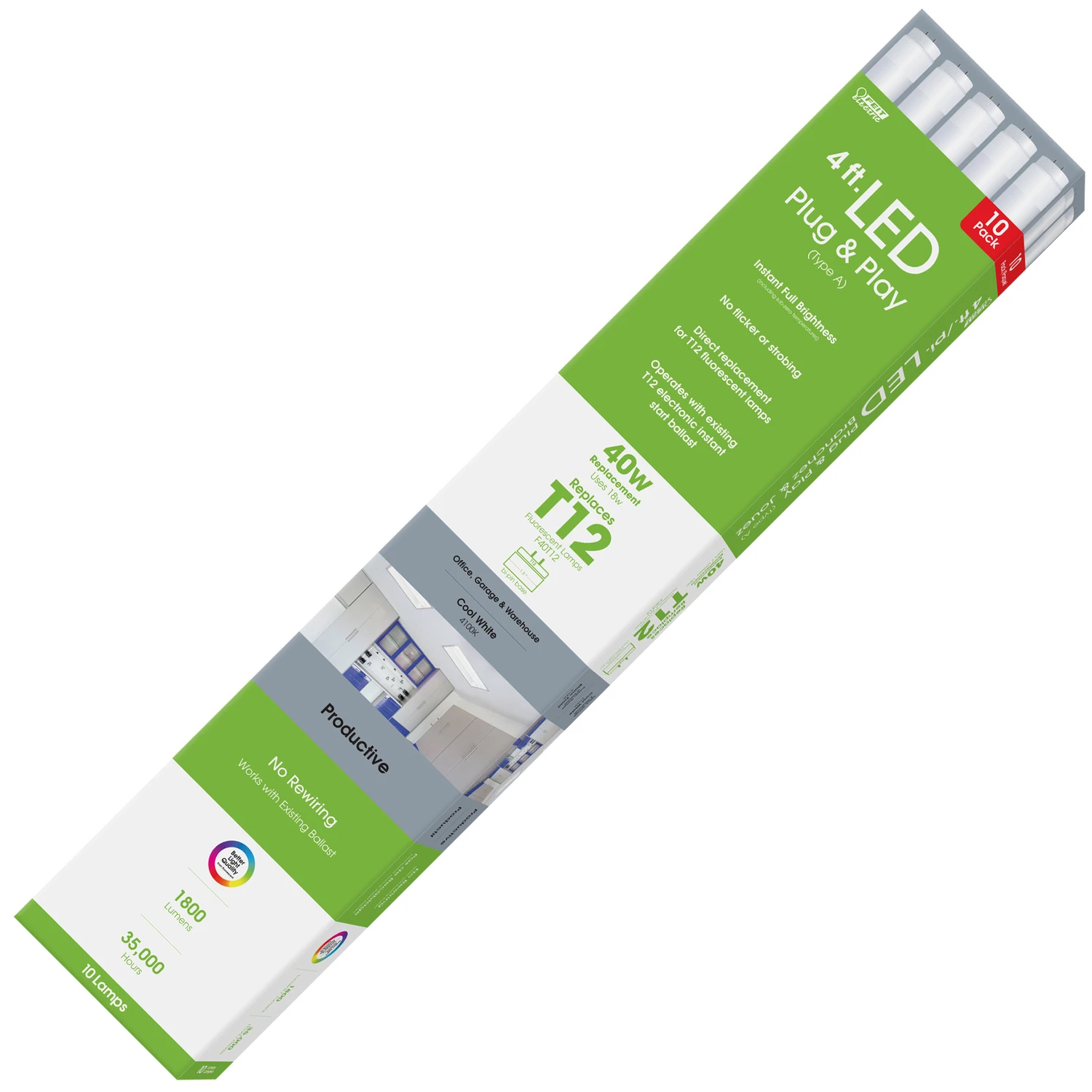 T12 Cool White 48 In. G13 Led Bulb 40 Watt Equivalence 10 Pk