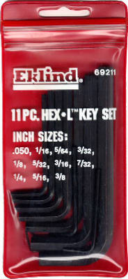 Hex-l 11 Piece Sae Short Arm Hex L-key Set .050 To 3/8 In