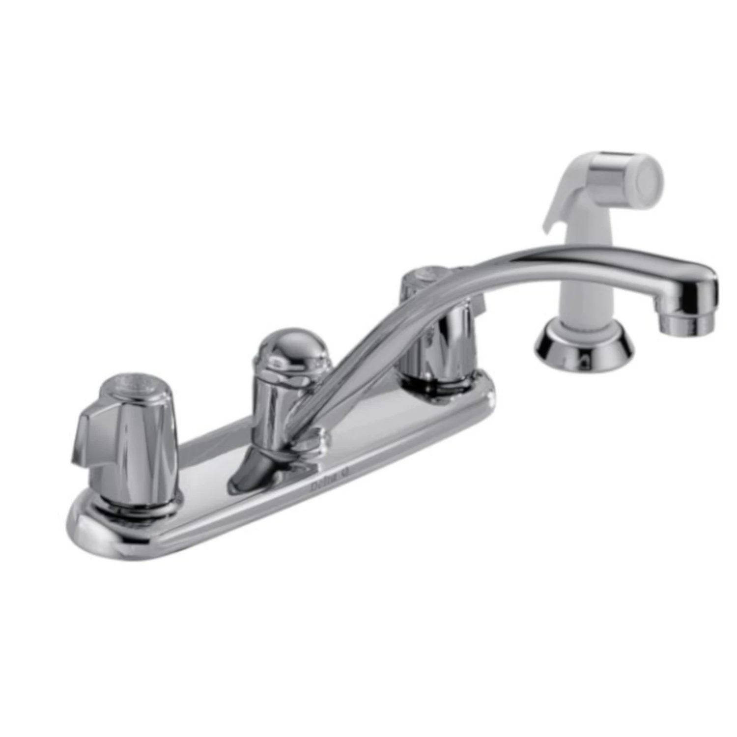 Classic Two Handle Chrome Kitchen Faucet With Side Sprayer And Ceramic Valve