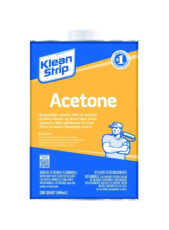 Acetone Solvent 1 Quart - Fast Acting Thinner And Remover