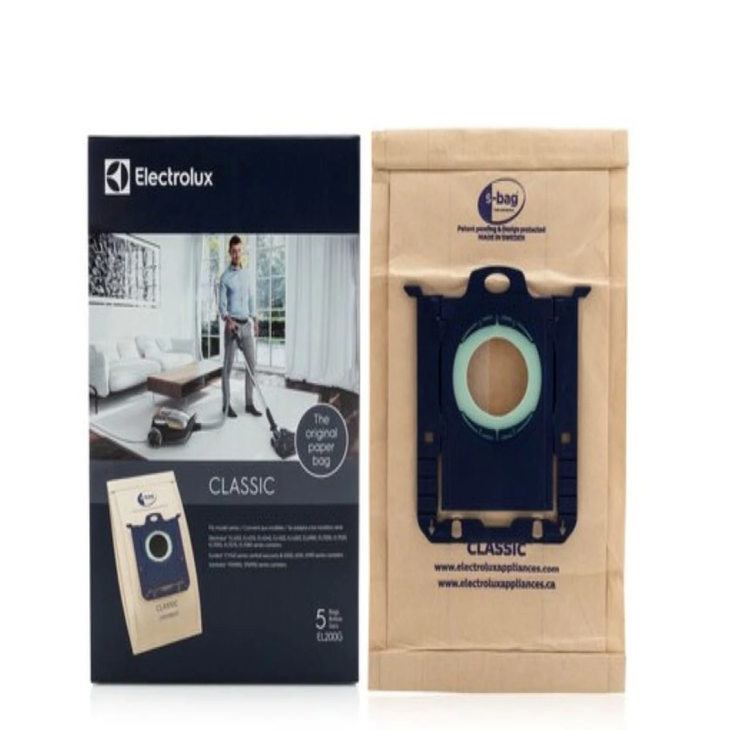 Electrolux S-bag Classic Paper Vacuum Bags, Model El200g, 5 Pk, Allergen Reducing