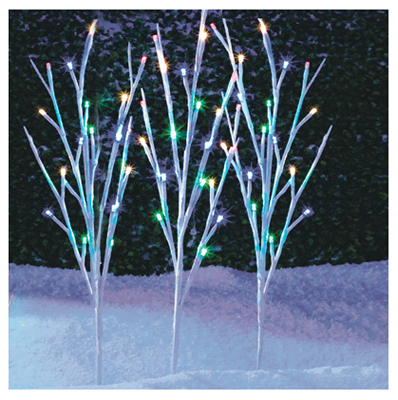 Christmas Light Stake Set, Battery-Operated, Multi-Color Twinkling LED, 3-Pc.