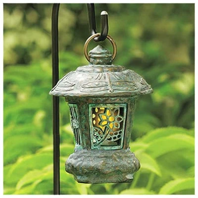 Four Seasons Rs-1032n Pagoda Solar Light With Dragonfly And Verde Finish