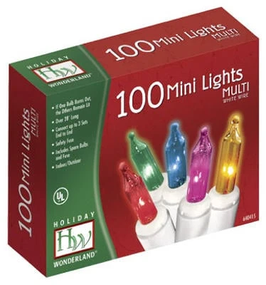 Noma/Inliten 48601-88 Holiday Wonderland Christmas String-to-String Light Set, Multi-Color, 100-Ct.