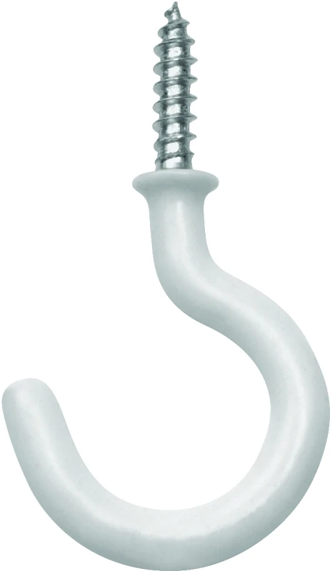 HILLMAN OOK Small Vinyl Coated White Steel 1-1/4 in. L Cup Hook 1 lb 2 pk