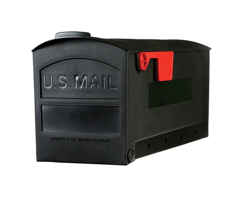 Patriot Plastic Post Mount Mailbox 9.75-in H X 8.42-in W Black