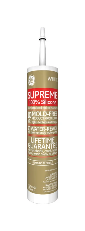 Ge Supreme Silicone 10.1 Oz. White Kitchen And Bath Caulk Sealant