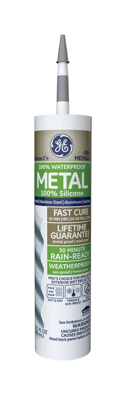 Ge Silicone Ii 10.1 Oz. Gray Waterproof Sealant For Metal Applications