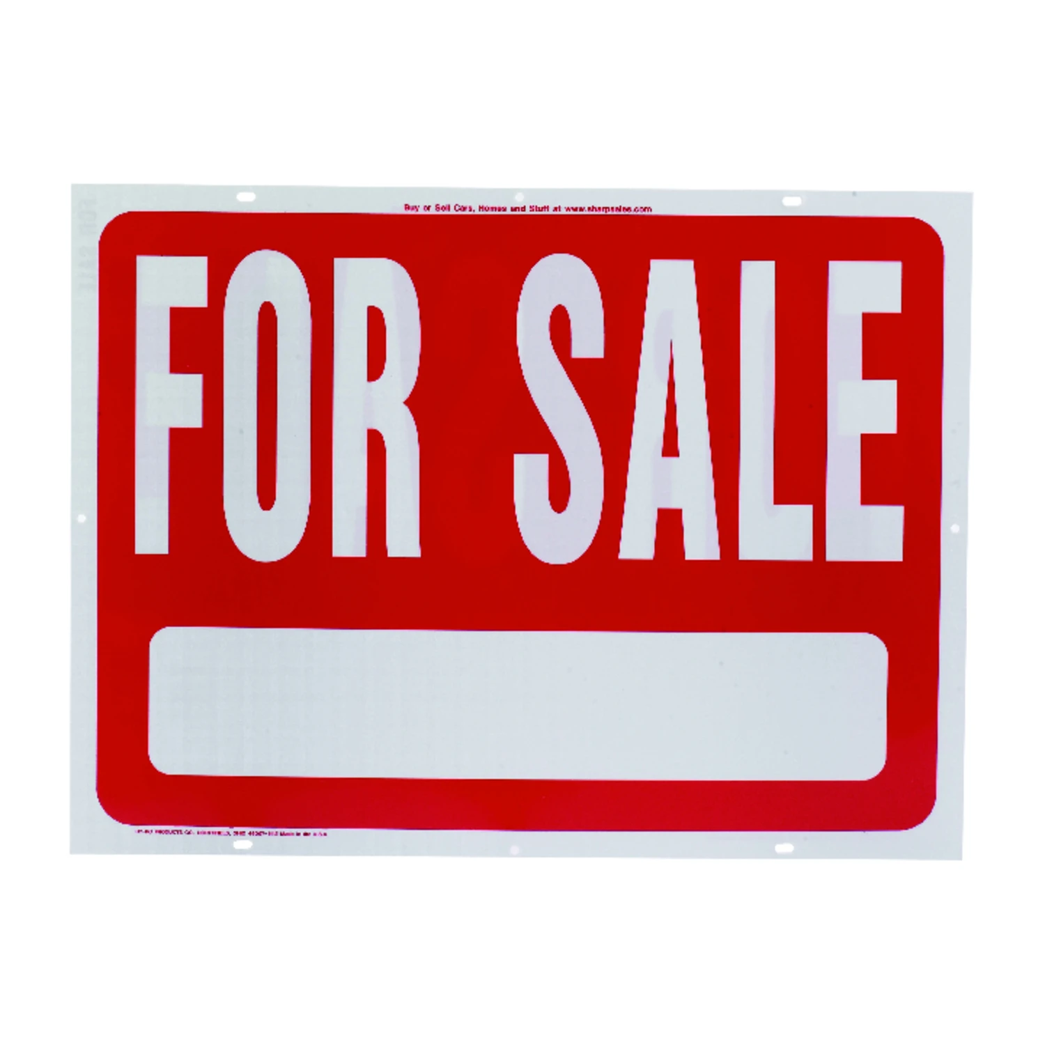 Plastic For Sale Sign 18 In. H X 24 In. W Weatherproof Red & White