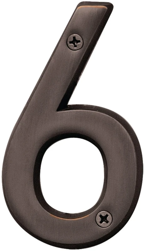 4 In. Oil Rubbed Bronze House Number Six - Dimensional Brass