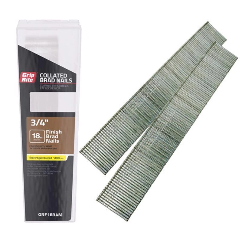 Collated Finish Nails, Electrogalvanized Steel, 3/4 In. x 18 Gauge, 1000-Pk.
