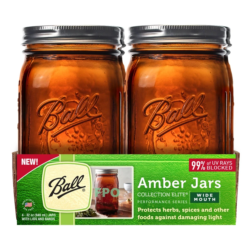 Collection Elite Vintage Mason Jars, Regular Mouth, Pink, 32 oz., 4-Pk.