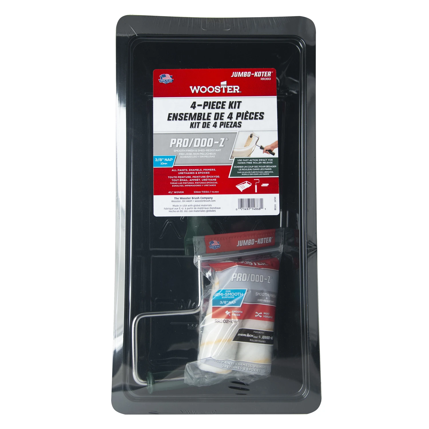 Wooster Pro/Doo-Z 4.5 in. W Mini Paint Roller Kit Threaded End