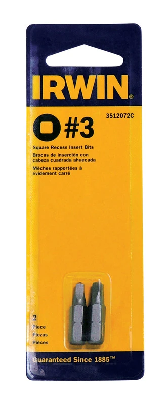 Square #3 X 1 In. L Insert Bit S2 Tool Steel 2 Pk - Model Iwaf21sq32
