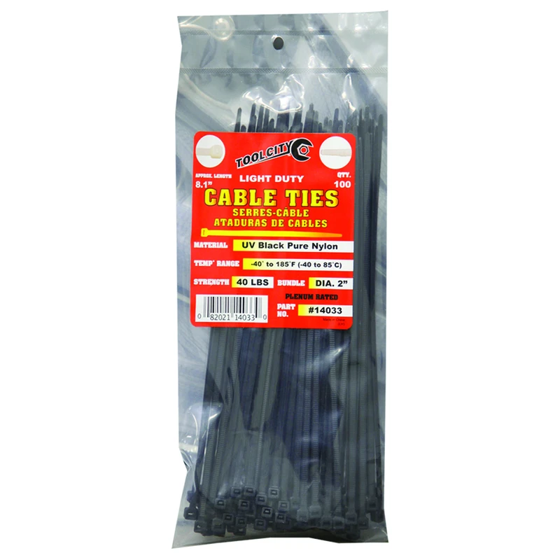 Tool City 8.1 in. L Black Cable Tie 100 pk