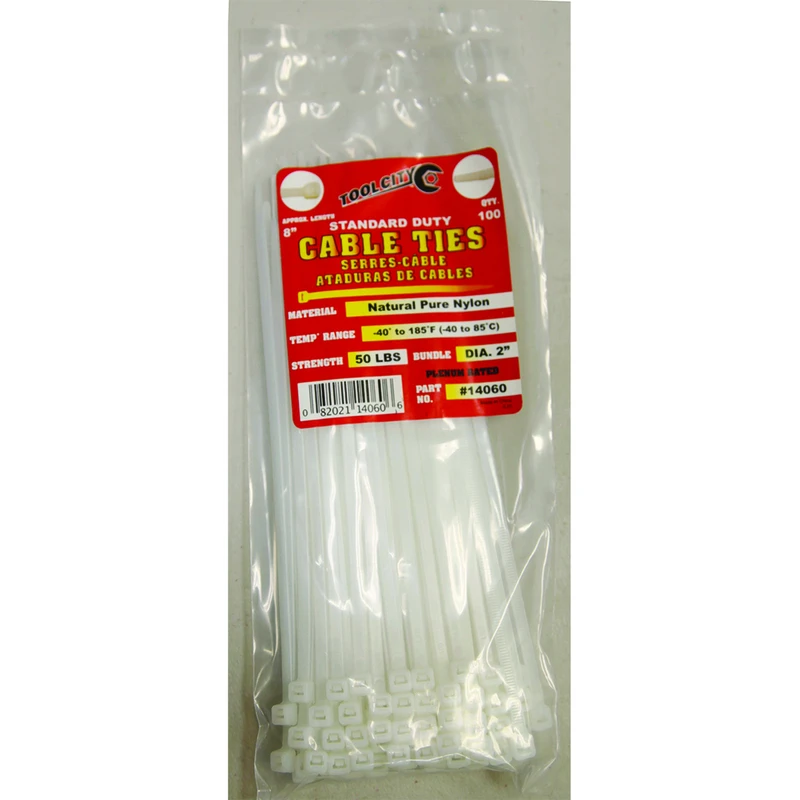 Tool City 8 in. L White Cable Tie 100 pk
