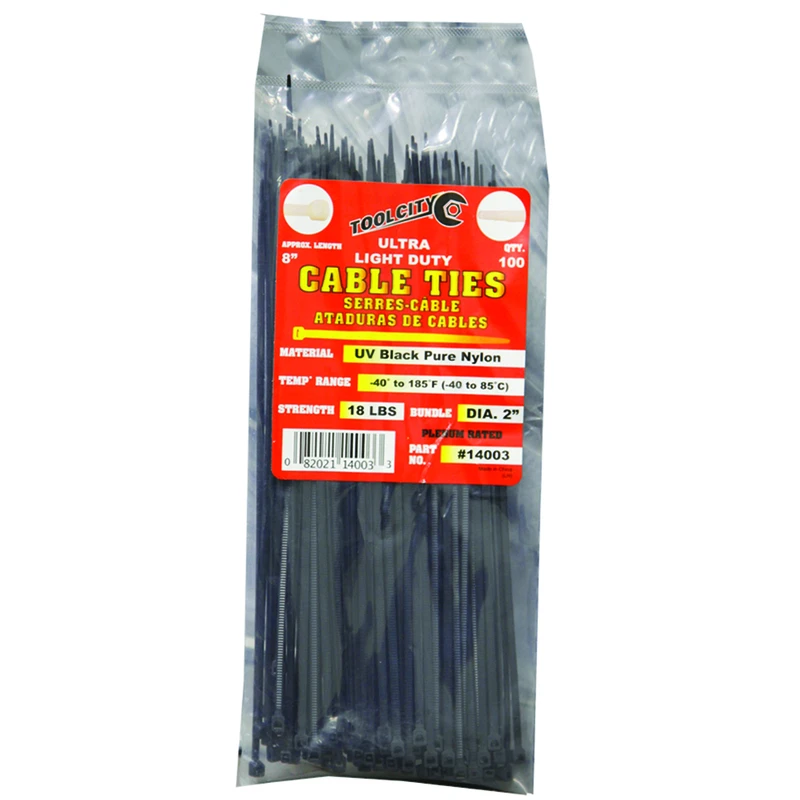 Tool City 8 in. L Black Cable Tie 100 pk