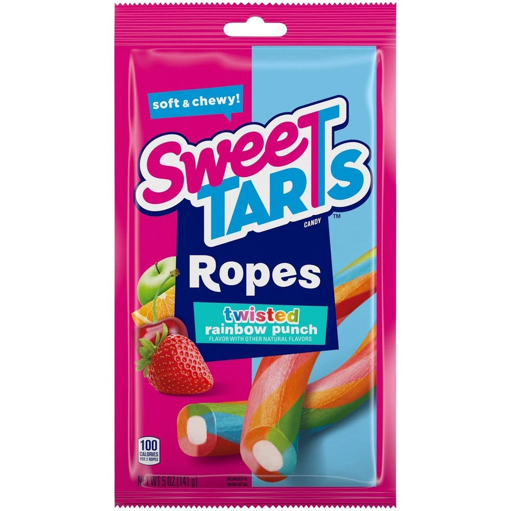 Twisted Soft and Chewy Candy Ropes, Rainbow Punch, 5 oz.