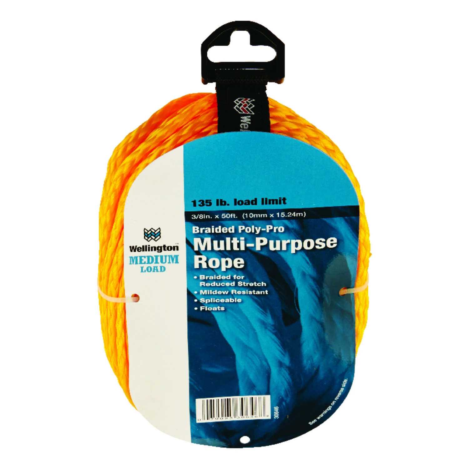 50 Ft Yellow Braided Poly Rope - Versatile & Durable