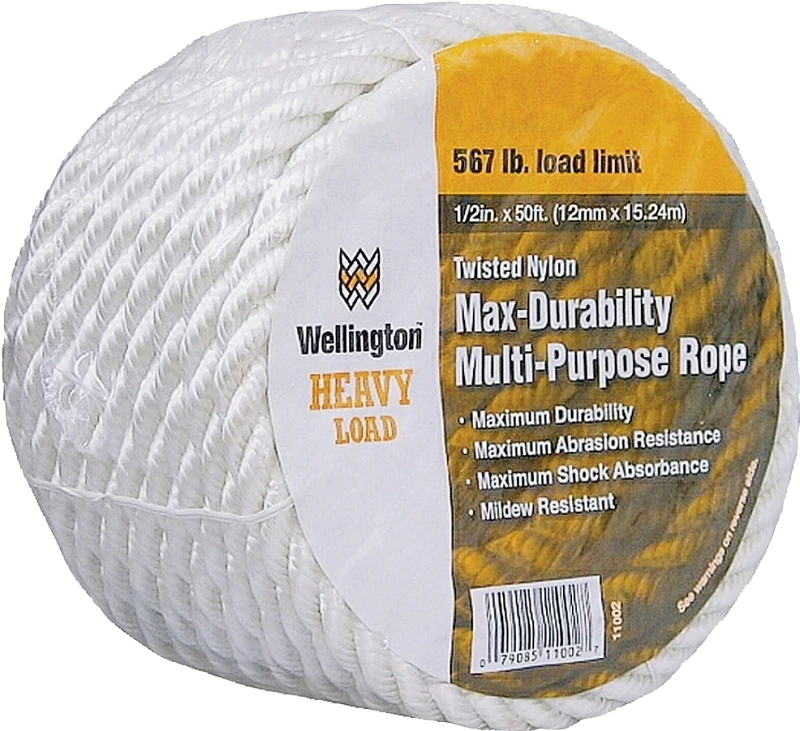 1/2 In. Diameter X 50 Ft Length White Twisted Nylon Rope