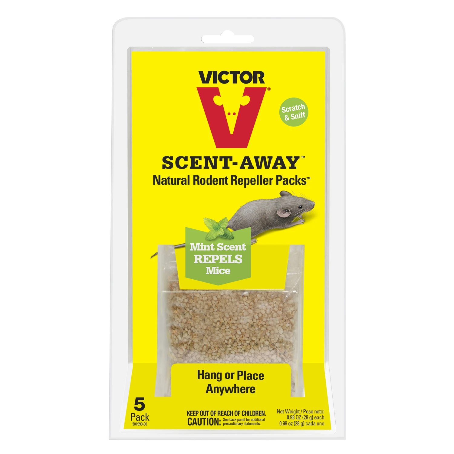 Scent-away Natural Rodent Repellent Pouch, 5 Pk, Model M805, 30 Days Effectiveness