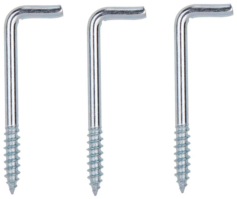 2-5/8 Inch Square Bend Screw Hook, Steel, Zinc Plated