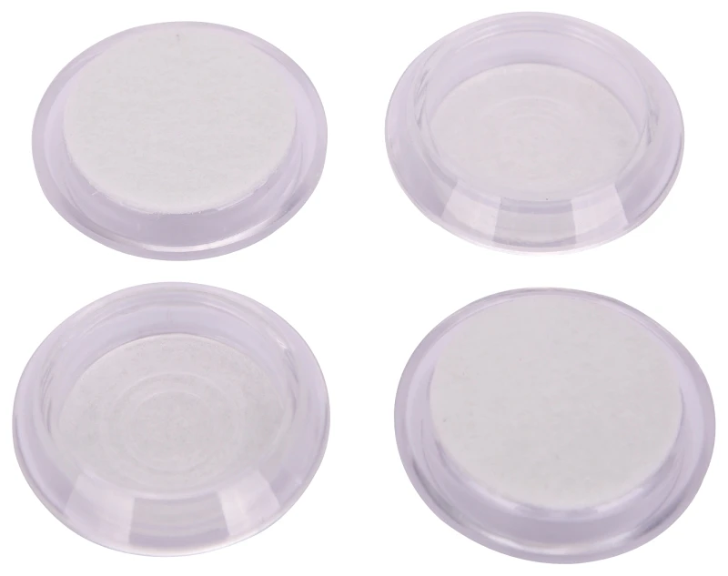 1-5/8 Inch Round Caster Cups With Felt - Clear Protective Pads