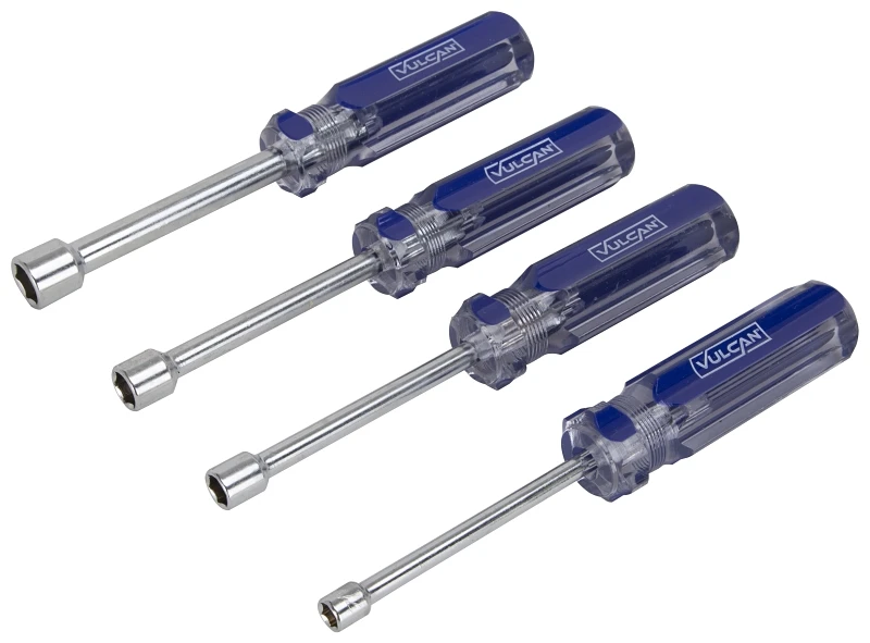 Jlo-040 Nut Driver Set, 4-piece, High Carbon Steel, Transparent Handle
