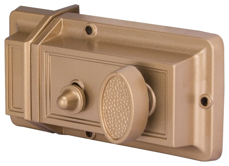 6296453-ps Rim Night Latch With Hold Open Feature And Brass Finish
