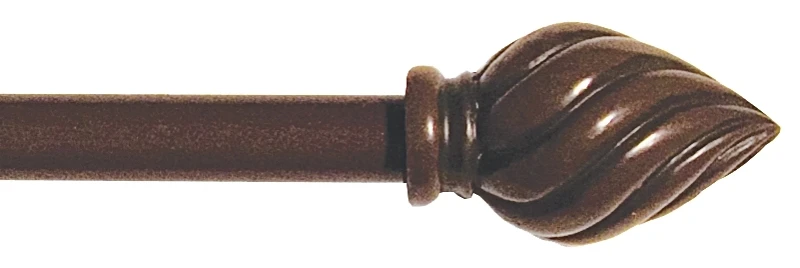 0.5 X 28-48 In. Threaded Brown Decorative Curtain Rod With Finials