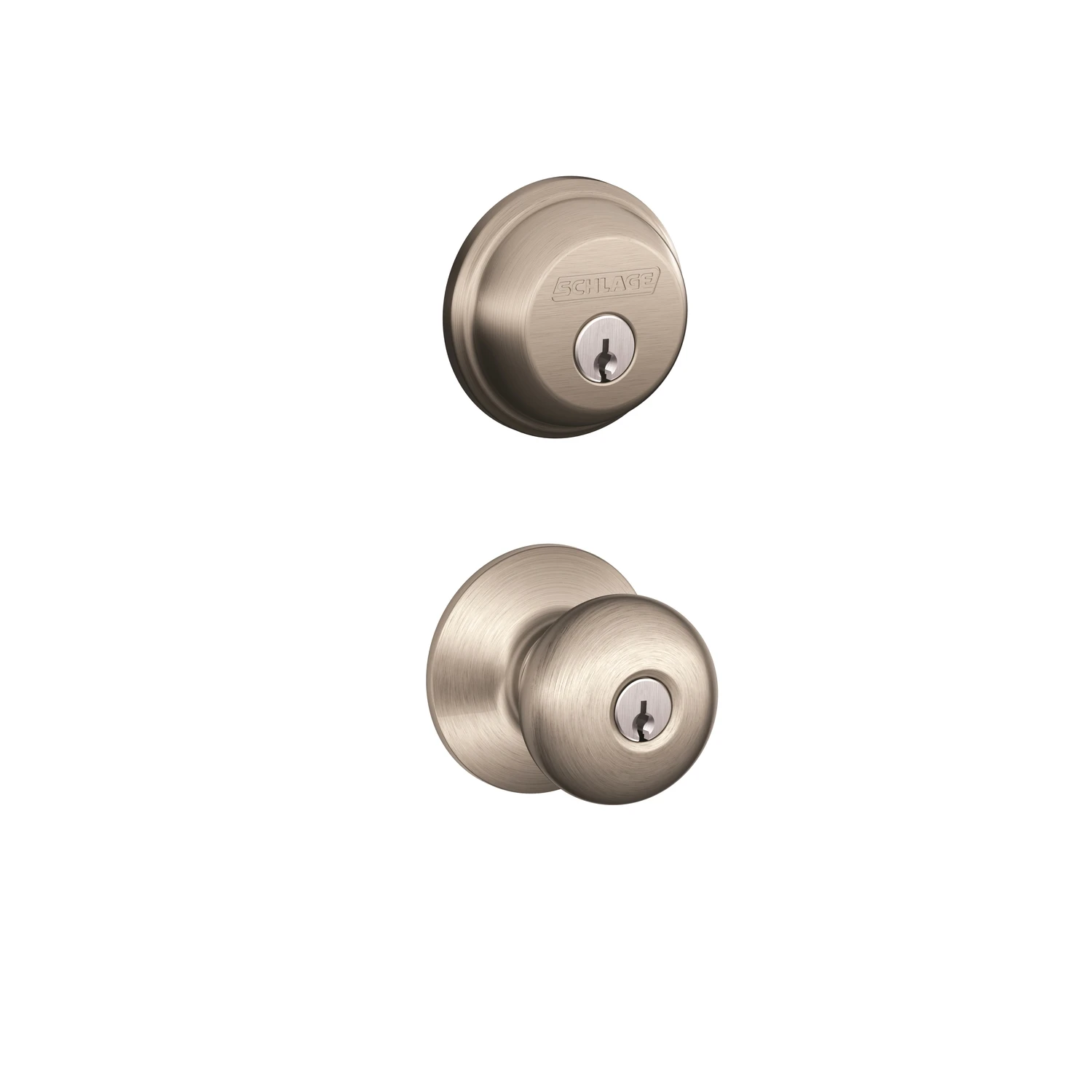Plymouth Satin Nickel Deadbolt And Entry Door Knob 1-3/4 In. Model Fb50nvply619
